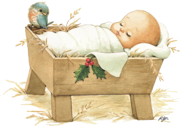 Baby Jesus Png Pic - Baby Jesus In A Manger (800x575), Png Download