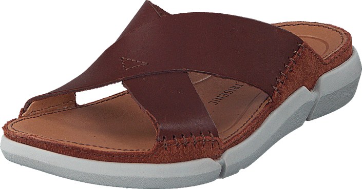 Clarks Trisand Cross Dark Tan Leather 58075-00 Mens - Sandal (705x369), Png Download