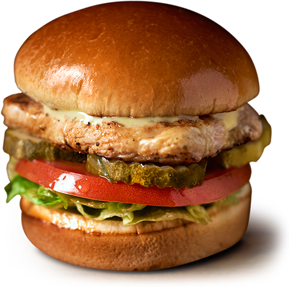 Grilled Chicken Sandwich - Cheeseburger (580x580), Png Download