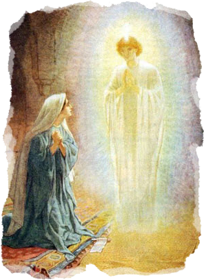 When Elizabeth Reached Her Sixth Our Messiahs Prophetic - Angel Gabriel And Mary (296x406), Png Download