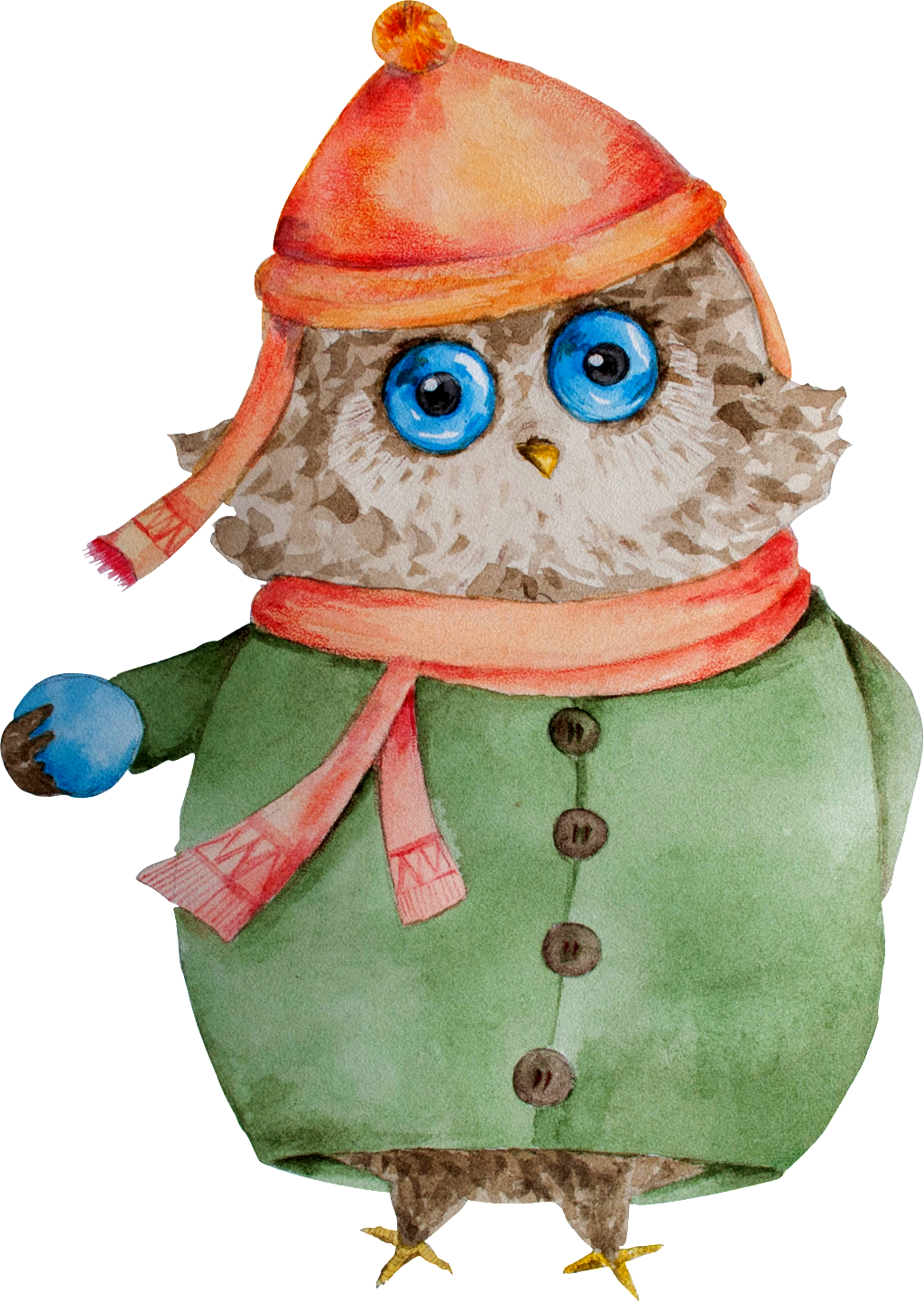 El Búho Es Un Png Transparente En Un Gorro De Algodón - Watercolor Painting (1024x1441), Png Download