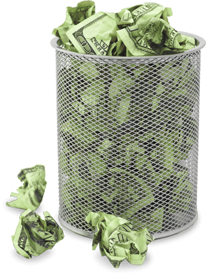Trash Can Full Of Crumpled Dollars - Trash Can Money Png (300x400), Png Download