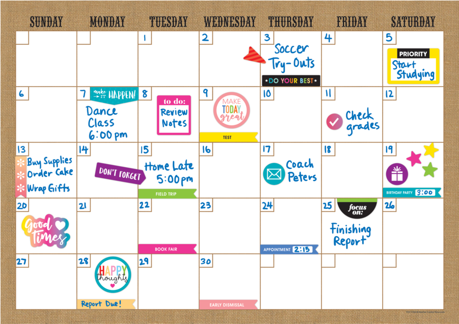 Clingy Thingies Burlap Calendar Set - Clingy Thingies (580x580), Png Download