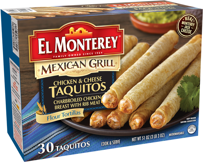 Frozen Chicken Taquitos With Cheese - El Monterey Taquitos, Chicken - 21 Taquitos, 21 Oz (700x561), Png Download