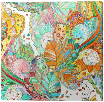 Colorful Seamless Texture With Fancy Floral - Painting (400x400), Png Download