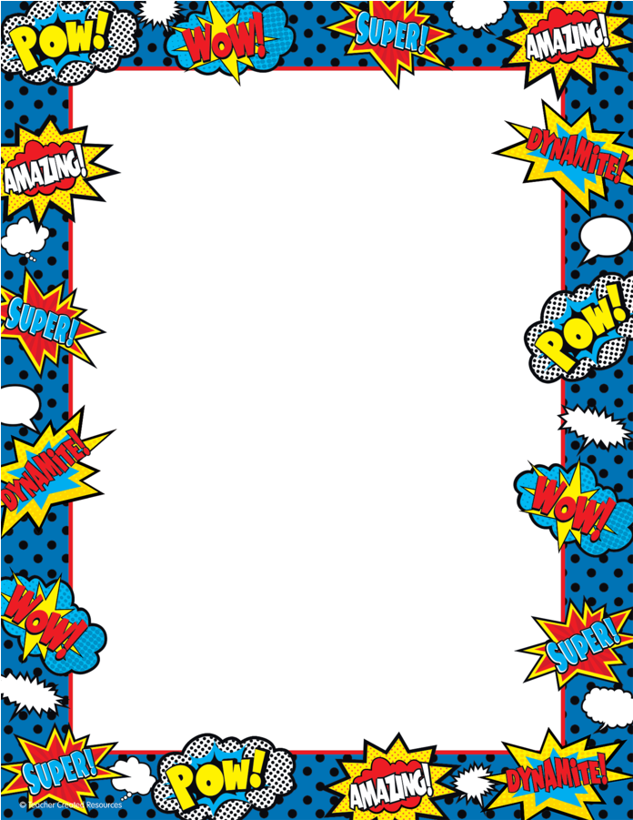 Tcr5629 Superhero Computer Paper Image - Superhero Border Template Free (900x900), Png Download