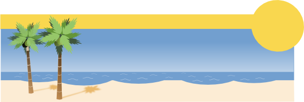 Sunny Clip Art At - Tropical Beach Clipart Free (600x201), Png Download