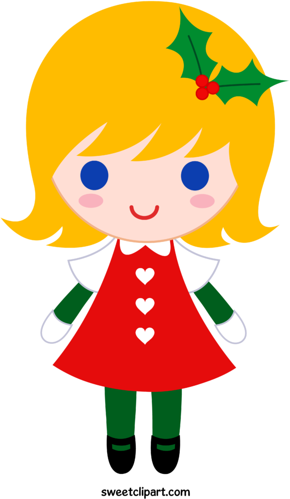 Christmas Girl Clipart (613x1024), Png Download