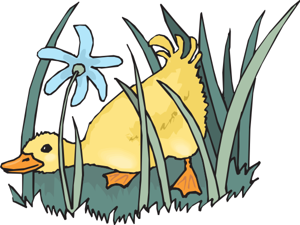 Duckling In The Grass Svg Clip Arts 600 X 451 Px (600x451), Png Download