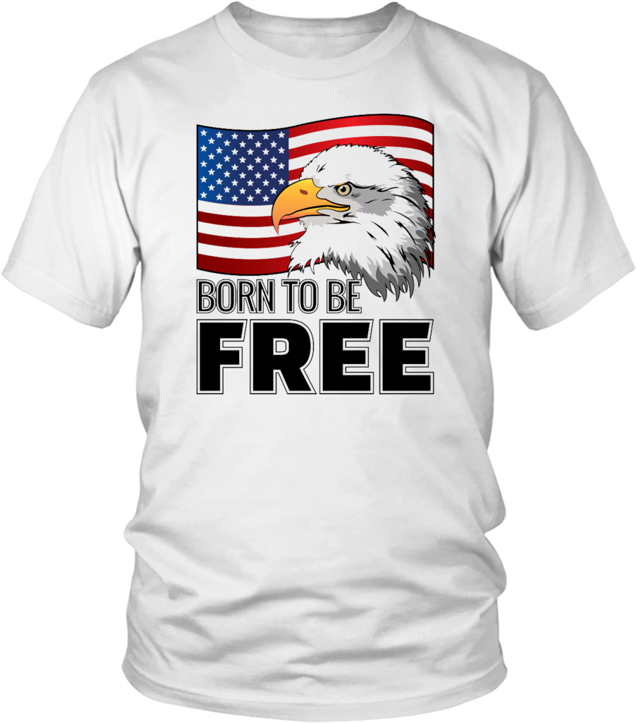 Usa Flag Bald Eagle Born To Be Free T-shirt - I M With Kap Jersey (1024x1024), Png Download