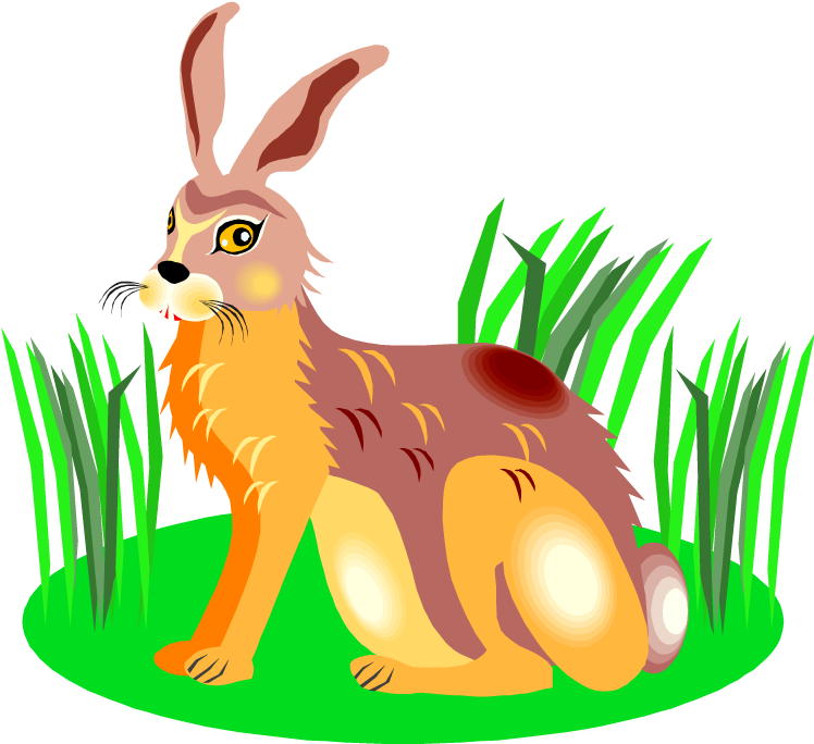 Bunnies Clipart Grass - Rabbit Eating Grass Clipart (750x691), Png Download
