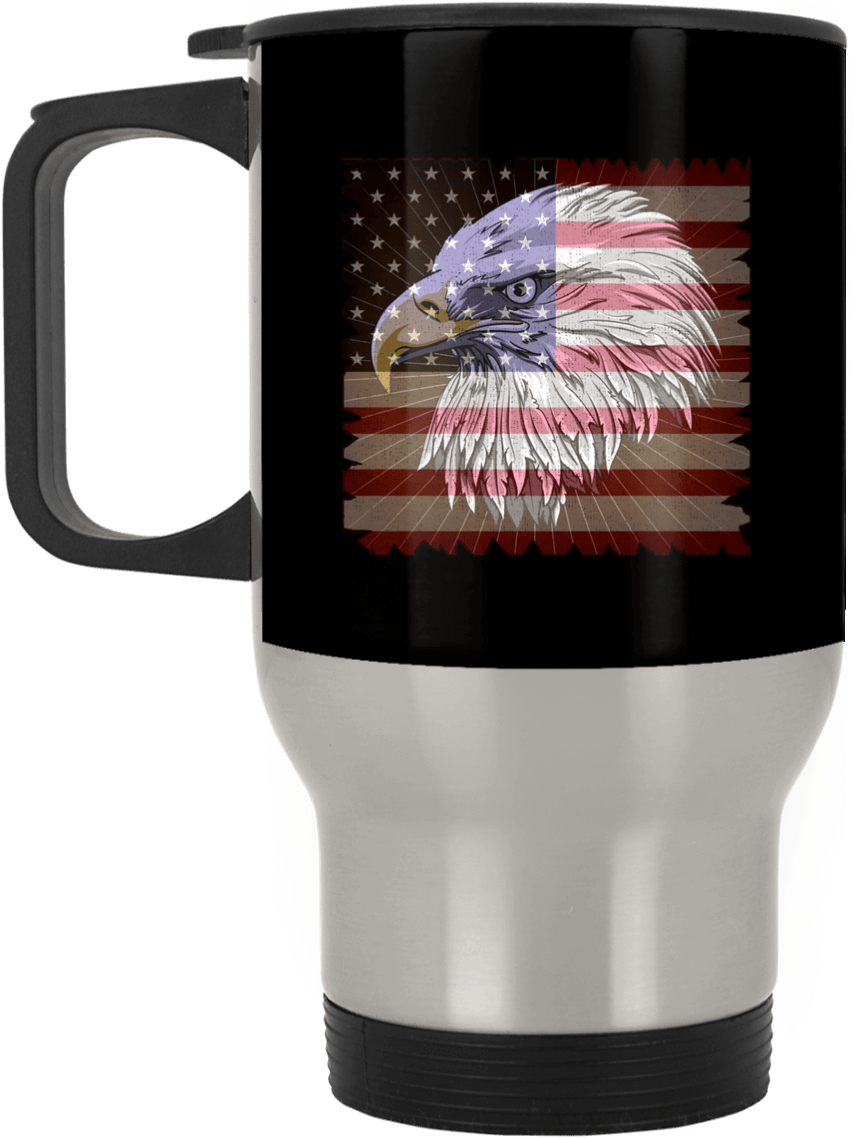 American Flag Eagle Silver Stainless Travel Mug - Mug (1155x1155), Png Download