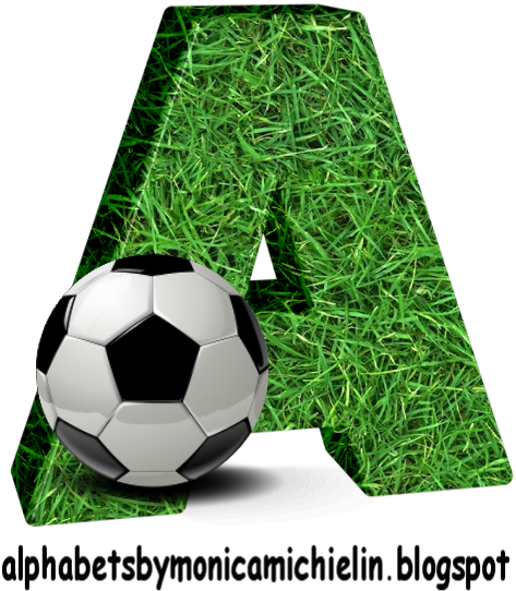 Alfabeto Com Textura De Grama E Bola De Futebol Em - Alphabet (567x567), Png Download