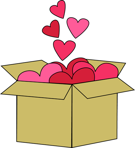 Box Of Valentine Hearts - Hearts In A Box (458x500), Png Download