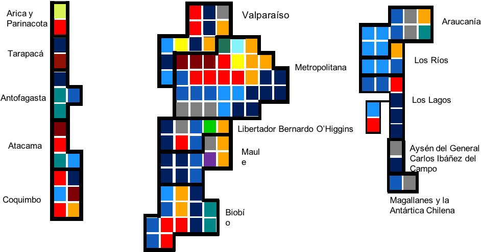 Cartograma De Camara De Diputados De Chile A Enero - Diagram (1000x500), Png Download