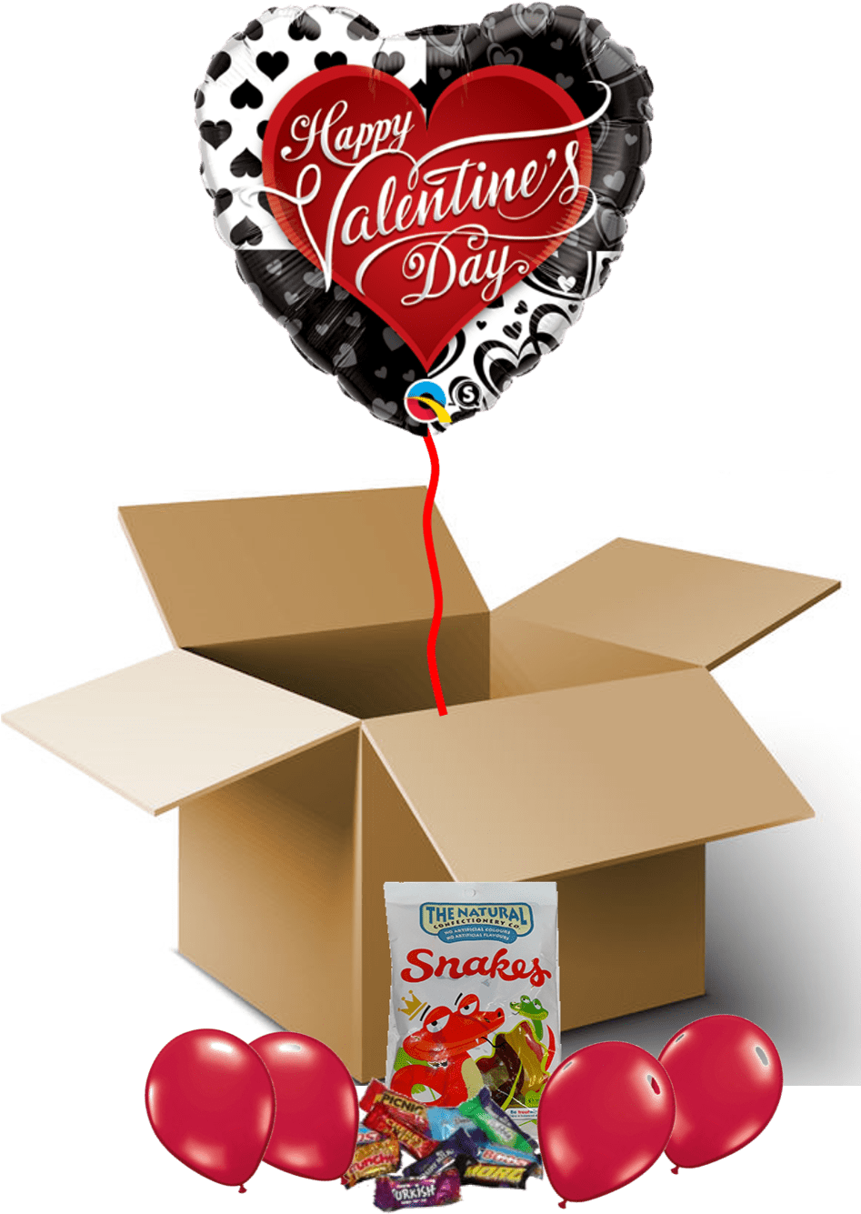 Valentine's Day Hearts Around Balloon In A Box - Shape Balloon - Happy Valentine's Day Black Hearts (946x1374), Png Download
