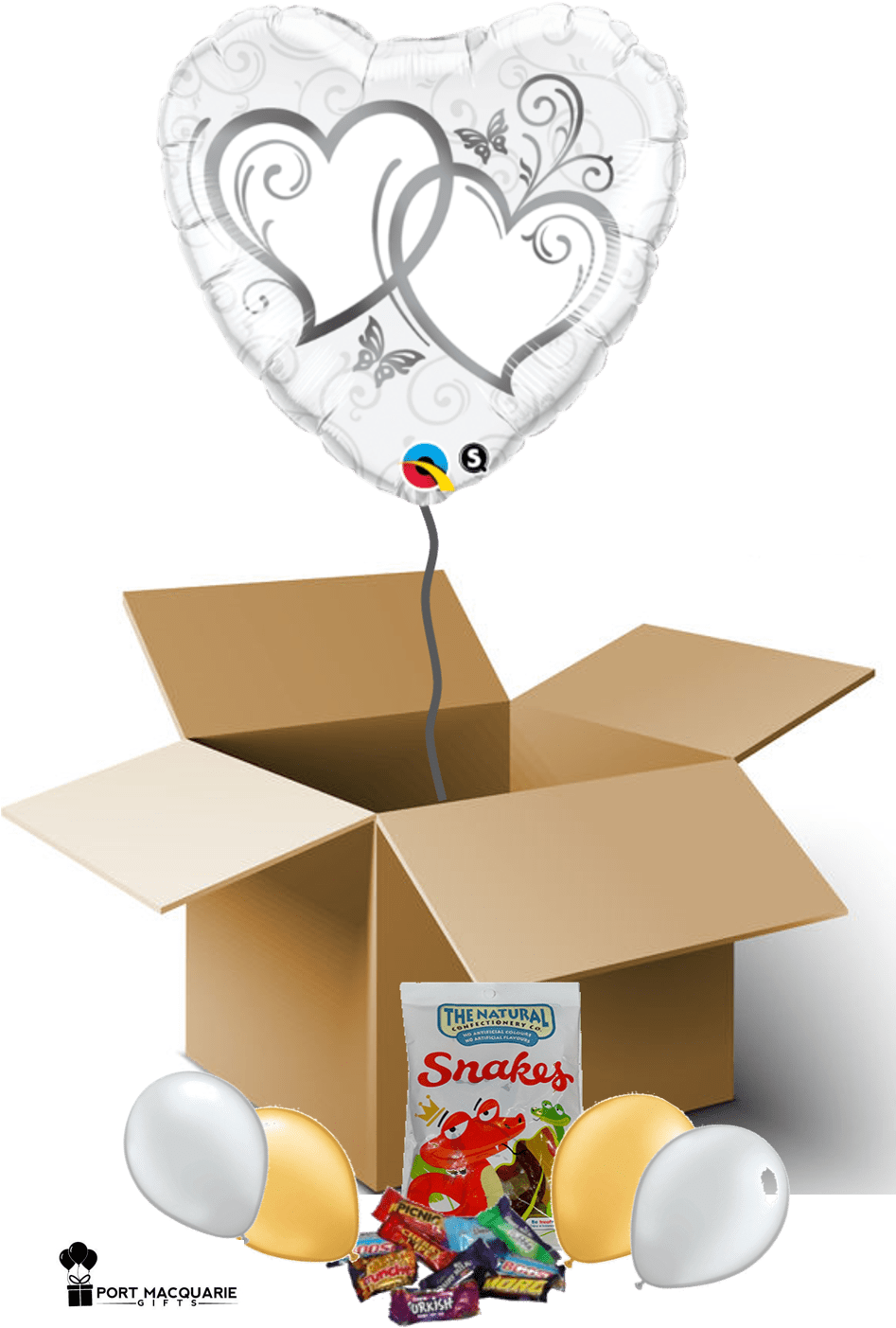 Silver Hearts - Qualatex Entwined Hearts Foil Balloon (946x1418), Png Download