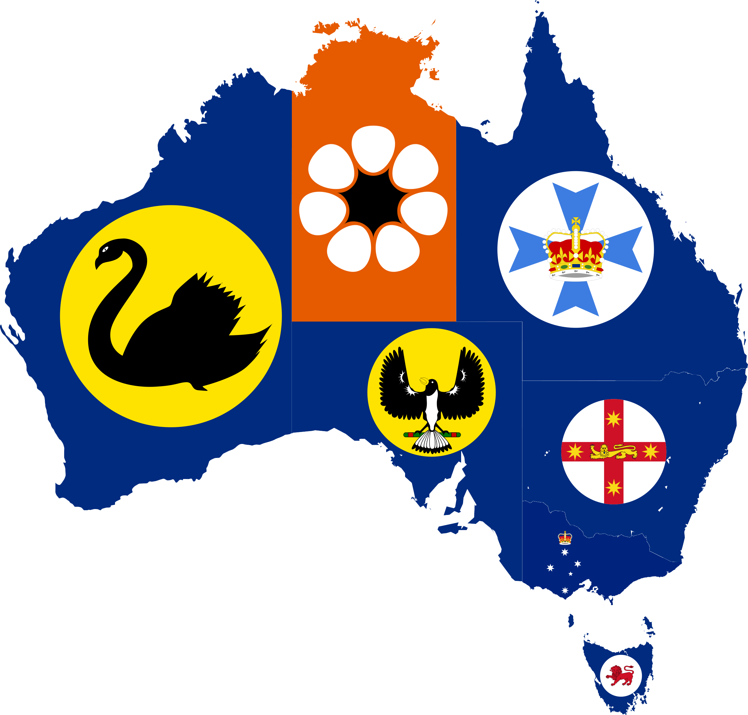 Flag-map Of States And Territories Of Australia - Australia States And Territories Flag And Map Quee (2563x2448), Png Download