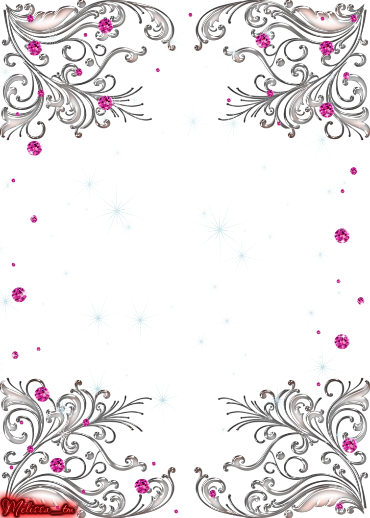 Silver Swirls And Pink Gems Png By Melissa-tm - Silver And Pink Background Png (755x1057), Png Download