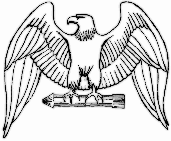 Eagle Wings Spread Bw Public Domain Clip Art Image - Draw A Eagle Easy (600x495), Png Download