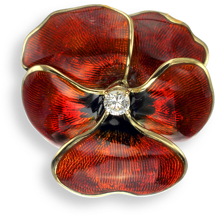 Nicole Barr Designs 18 Karat Gold Necklace Pansy Red - Diamond Red Poppy Necklace - 18k Gold 18 Inch (800x800), Png Download