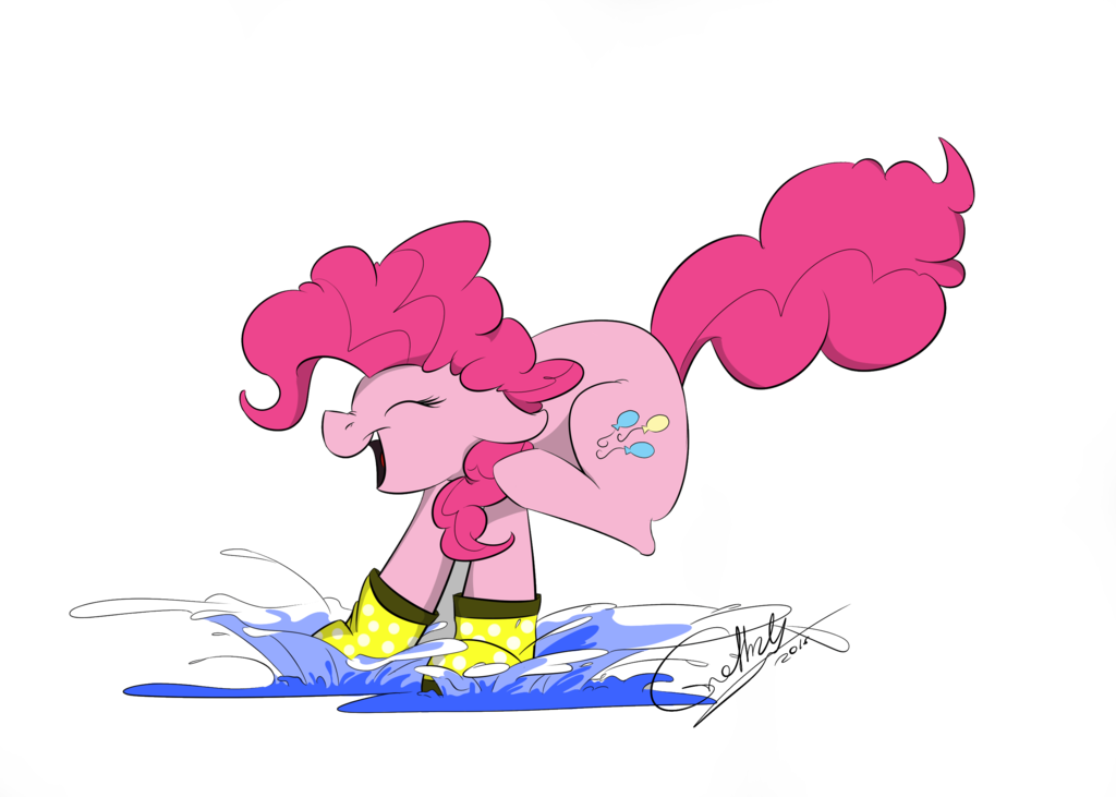 Rutkotka, Pinkie Pie, Puddle, Rain Boots, Safe, Solo, - Mlp Splashing In Puddles (1024x731), Png Download