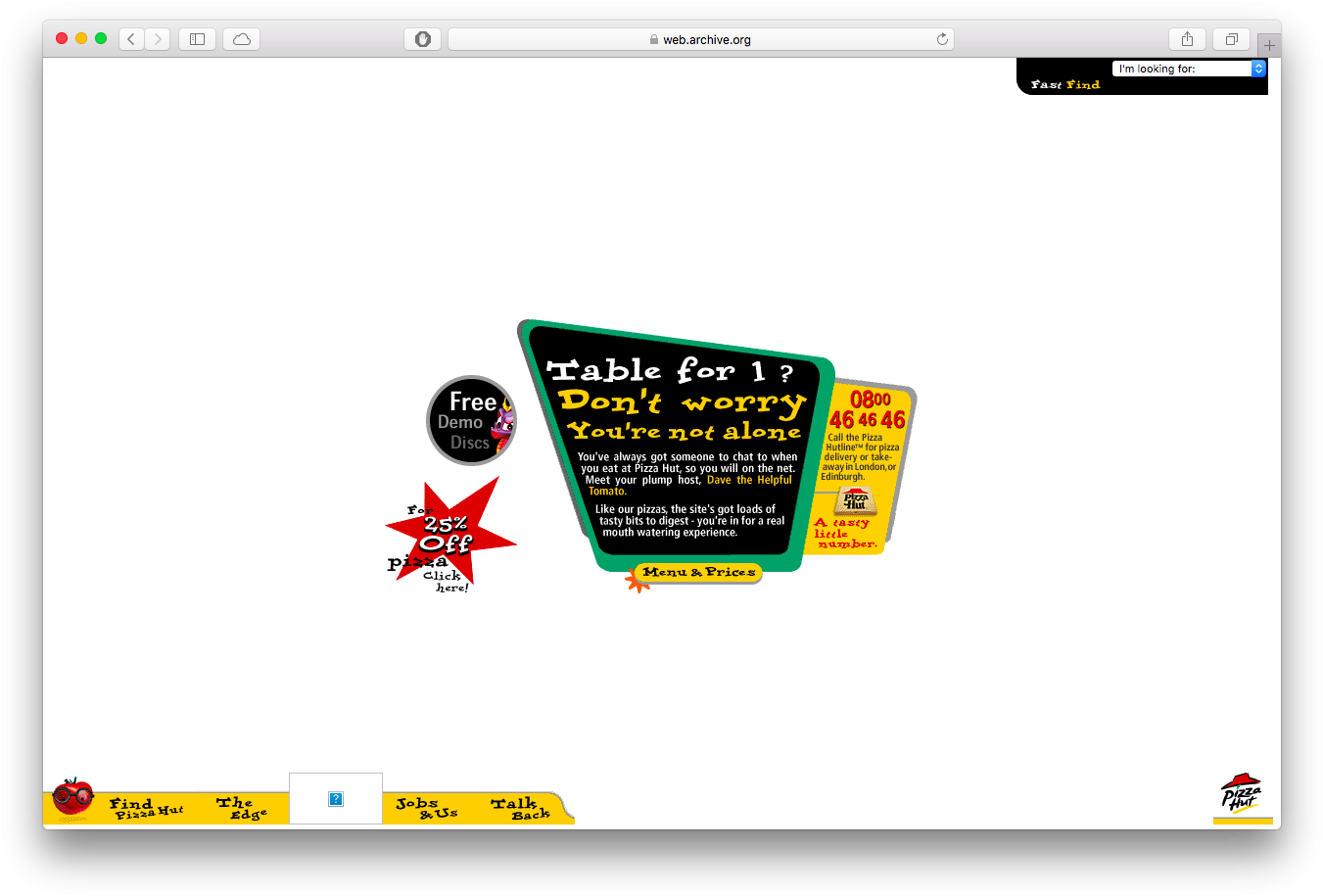 Pizza Hut - Pizza Hut Website 1994 (1376x938), Png Download