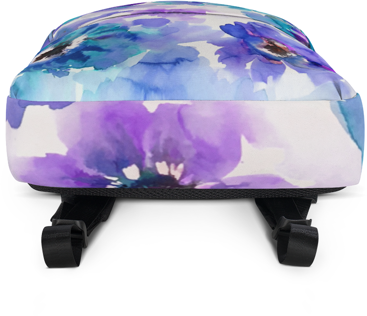Watercolor Anemones Purple & Blue Backpack - Backpack (1000x1000), Png Download