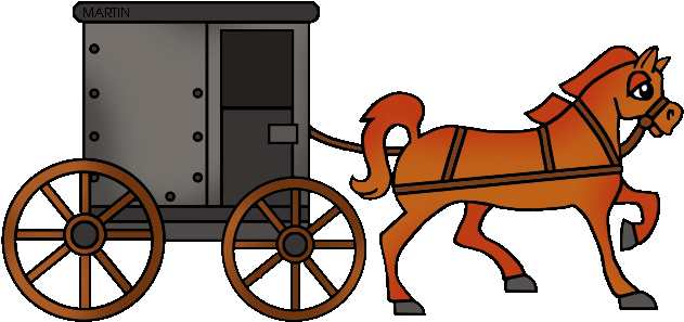 Carriage Clipart Horse And Buggy - Horse And Cart Clipart (648x315), Png Download