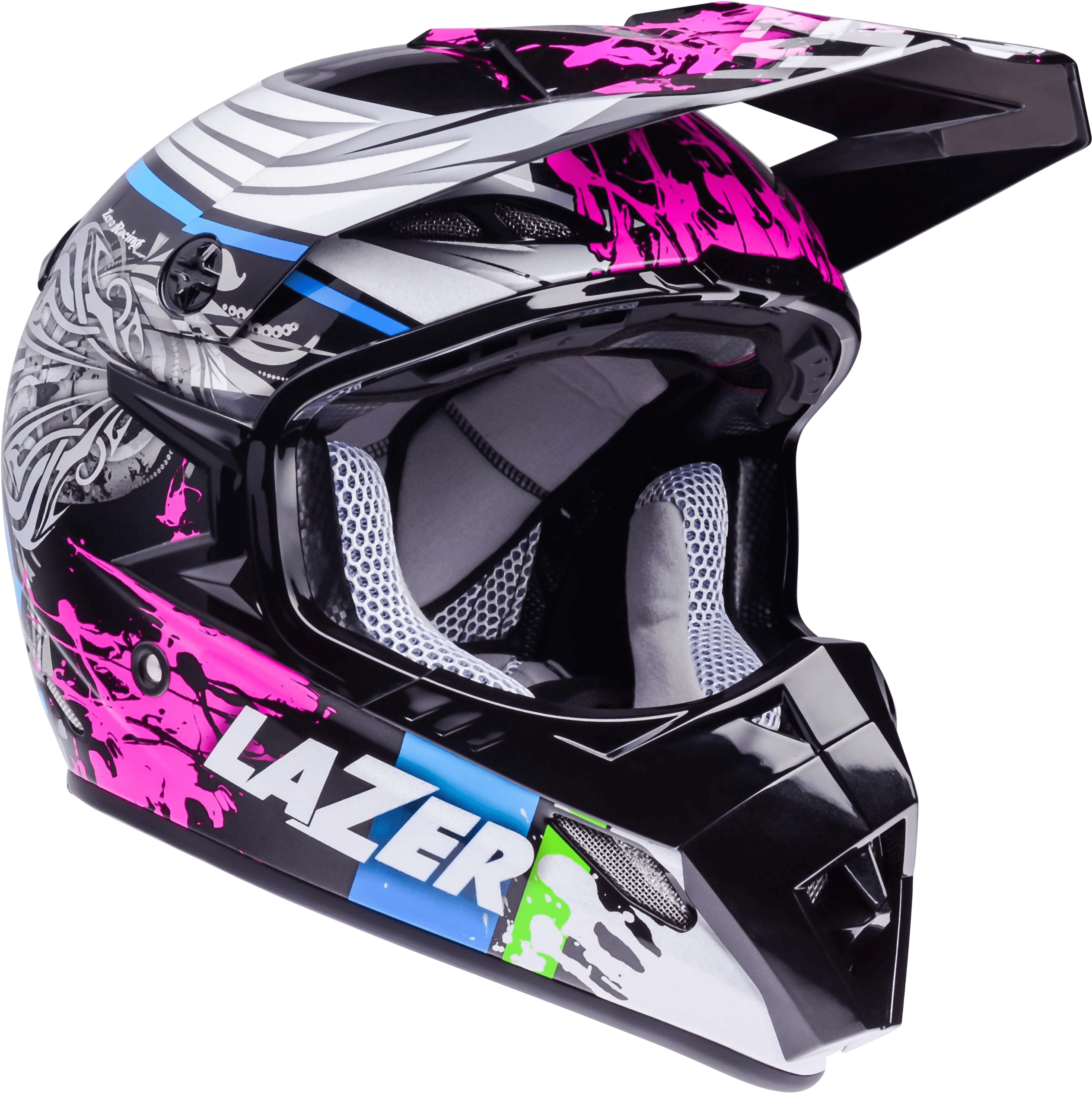 Motorcycle Helmet Lazer Mx8 Flash Pure Glass Black - Cascos Cross Para Mujer (2601x2755), Png Download