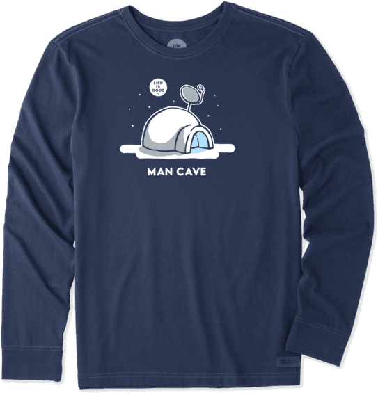 Men's Snow Man Cave Long Sleeve Crusher - T-shirt (570x570), Png Download