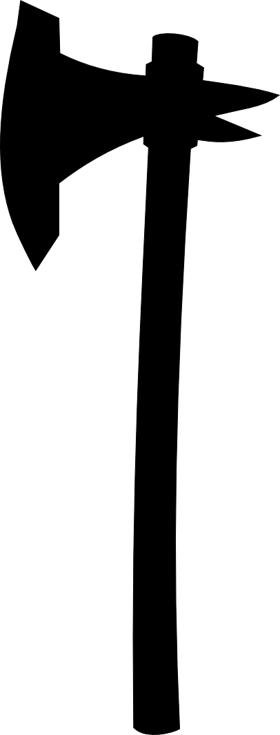 Ax Black And White Clipart Axe Outline Clip Art Vector - Viking Axe Silhouette Png (406x1064), Png Download