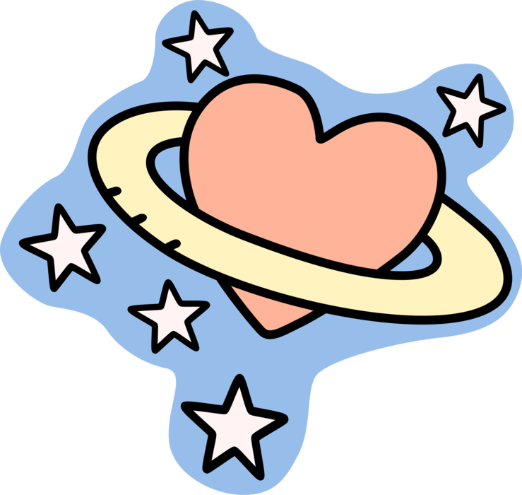 Vector Illustration Of Romantic Love Heart Planet With - Flowers Stars Hearts Coloring Pages (739x700), Png Download