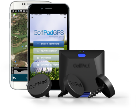 Golfpadgps - Golf Pad- Gps Tracking Tags (500x405), Png Download