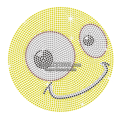 Funny Emoji Iron On Rhinestone Transfer Motif - Circle (450x450), Png Download