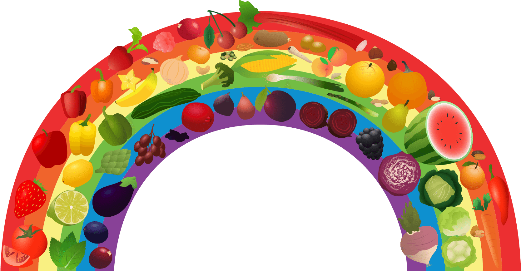 Display Idea Highlight Healthful Foods Food And - Rainbow Fruit And Veg (1751x912), Png Download