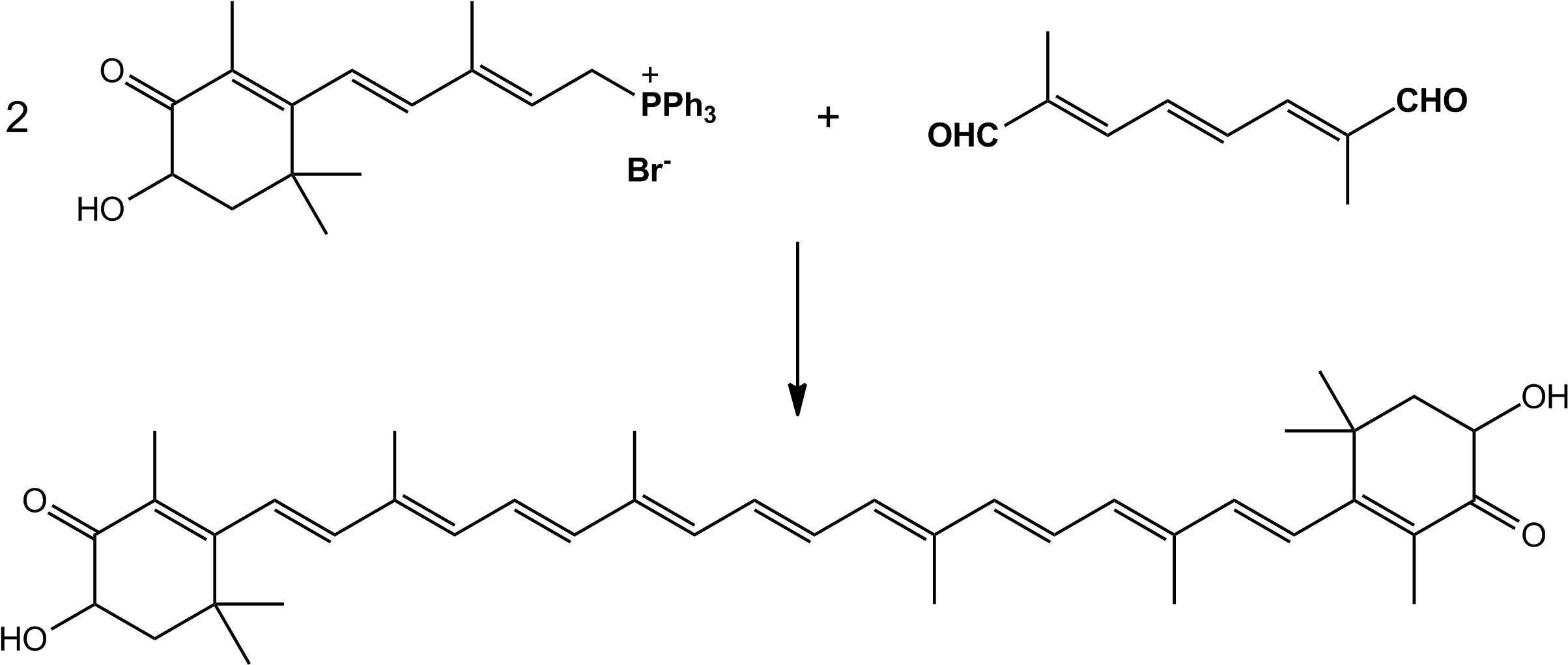 Synthesis Of Astaxanthin By Wittig Reaction - Astaxanthin Antioxidant Reaction (2429x1035), Png Download