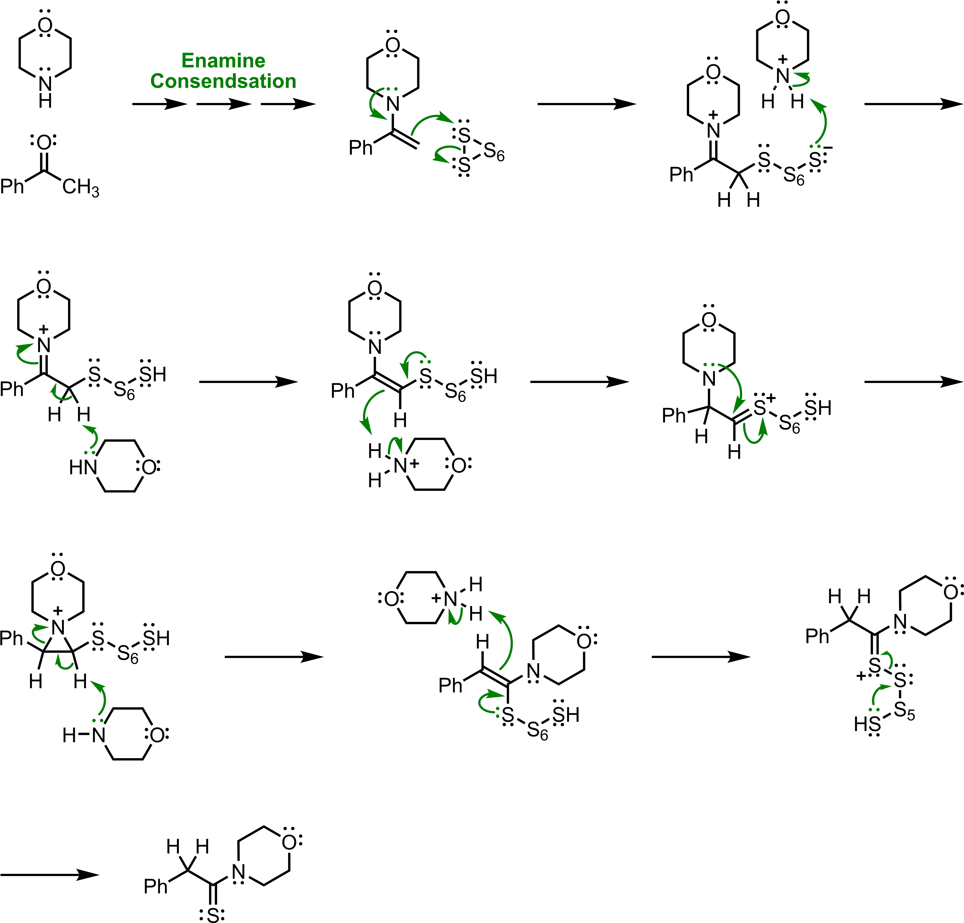 Mechanism Of The Willgerodt-kindler Reaction - Line Art (3981x3807), Png Download