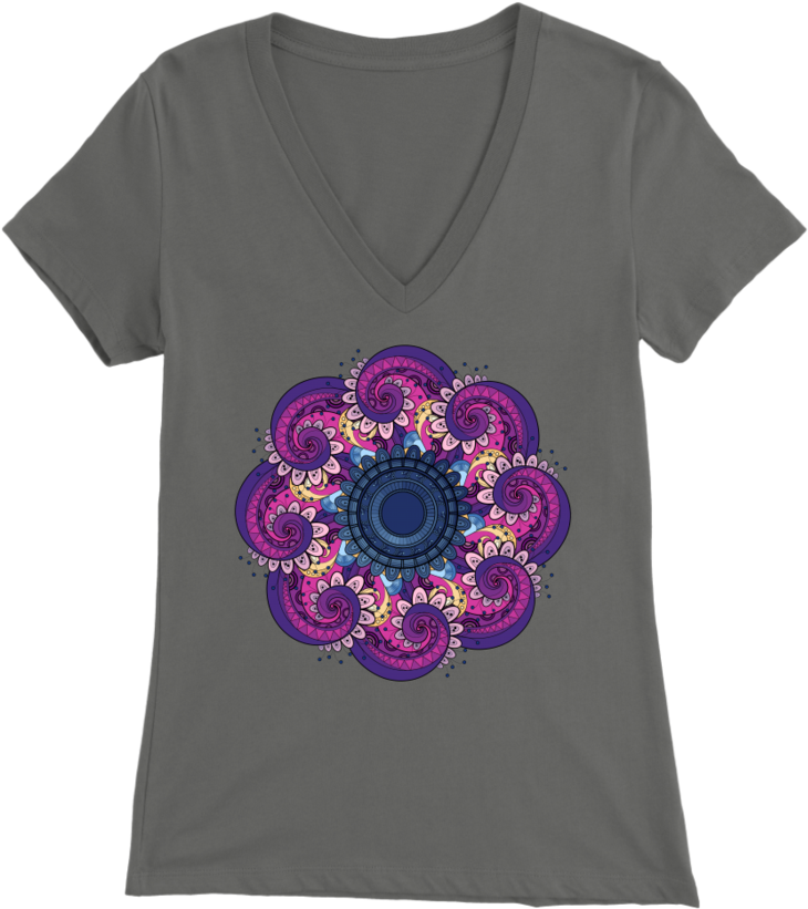 Mandalamerch Deco Vector Womens V Neck - T-shirt (900x900), Png Download