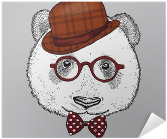 A Beautiful Panda With A Hat, Glasses And A Tie - Giant Panda (400x400), Png Download