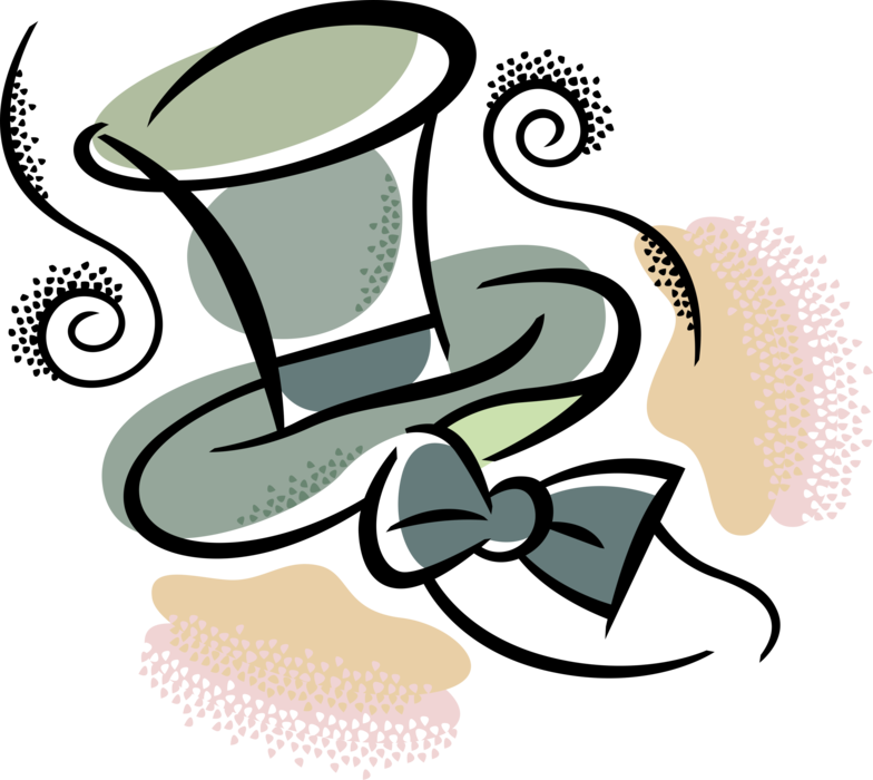 Vector Illustration Of Top Hat And Bow Tie Formal Wear - Borboleta Vetor Em Png (784x700), Png Download