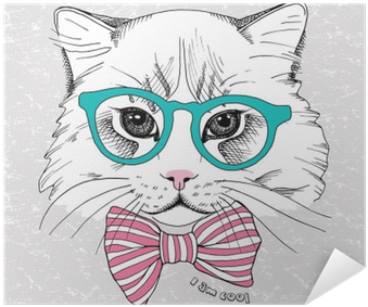 Image Portrait Cat In The Glasses And With Tie - Luna Tote By Hipsta Kitty (400x400), Png Download