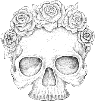 Skull - Flower Skull Drawing (410x496), Png Download