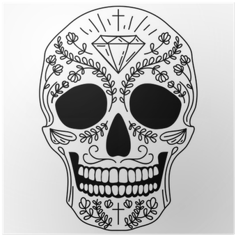 White Skull Png Download - Dia De Los Muertos Vector Black And White (400x400), Png Download