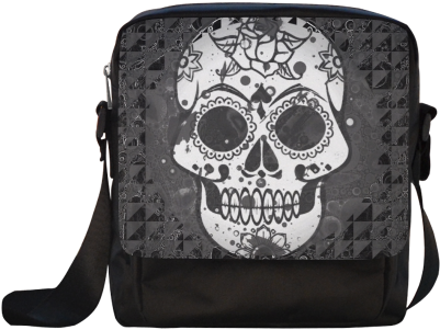 Black And White Skull Crossbody Nylon Bags - Black And White Skull Shower Curtain (500x500), Png Download