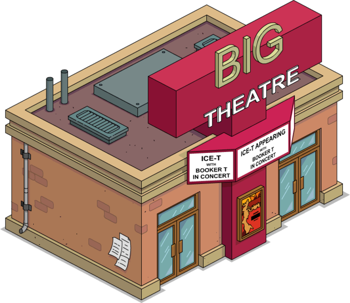 Big T Theatre Tapped Out - Simpsons Big T Theatre (694x600), Png Download
