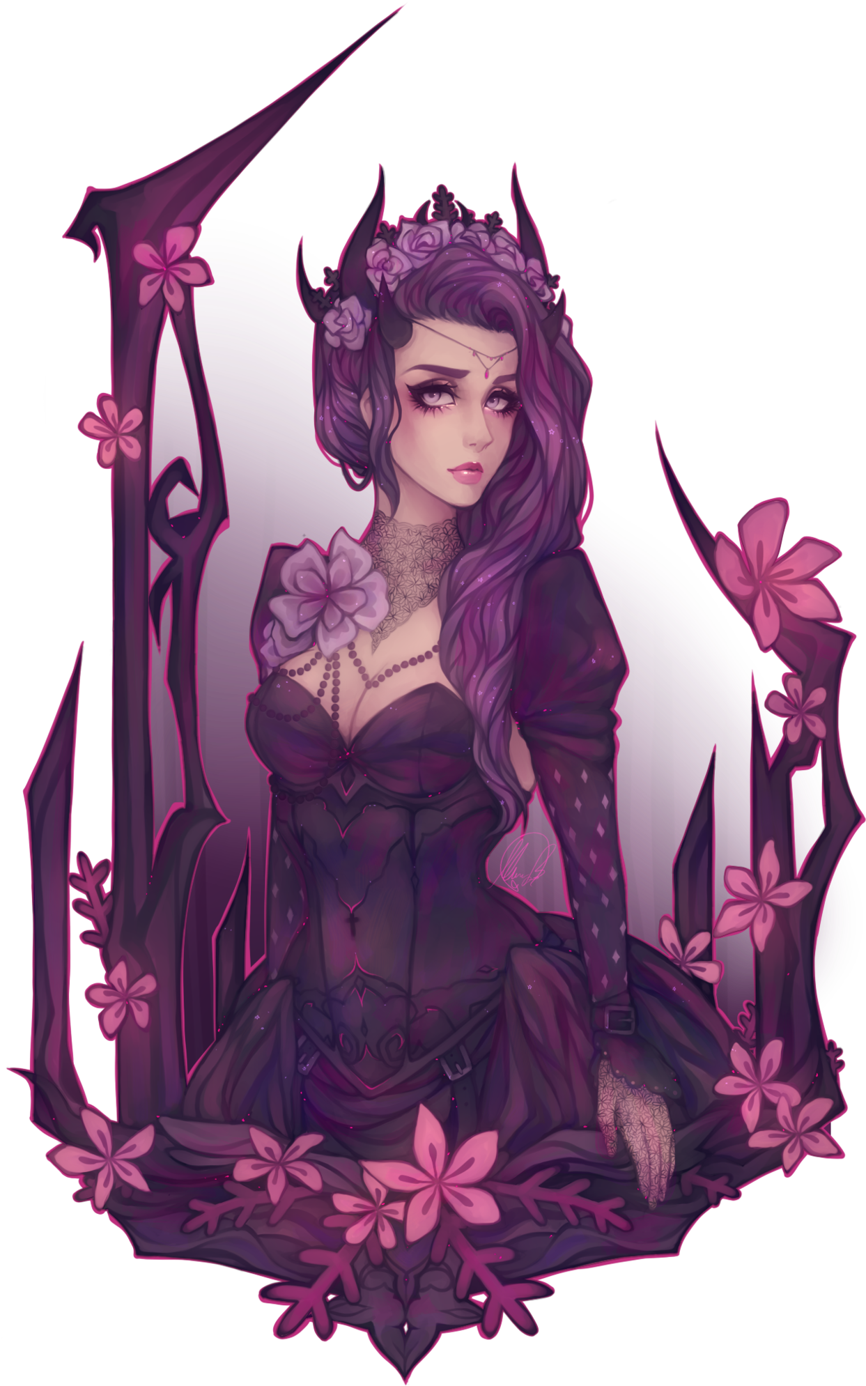 Hello, I'm Violet Deathstar - Purple Haired Anime Demon Girl (1280x1998), Png Download