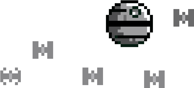 Death Star Plus Tie Fighters - Death Star (740x410), Png Download