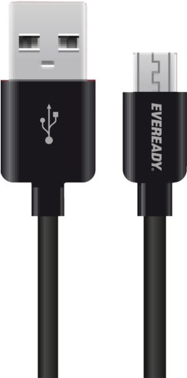 Eveready Micro Usb Cable 1m Black, White - Micro Usb Cable Png (600x550), Png Download