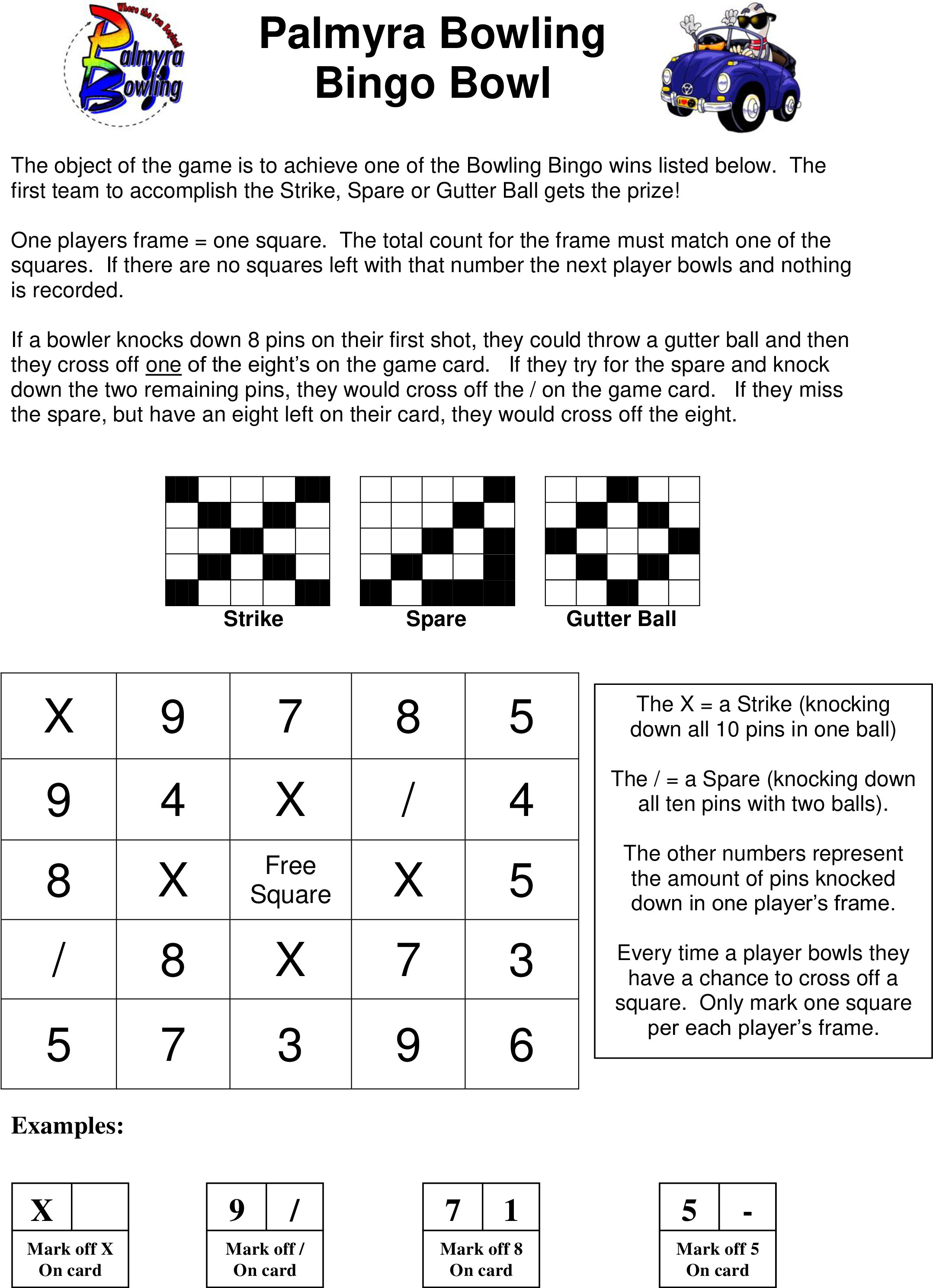 Bowling Bingo Card Main Image - Bingo Card (2550x3300), Png Download